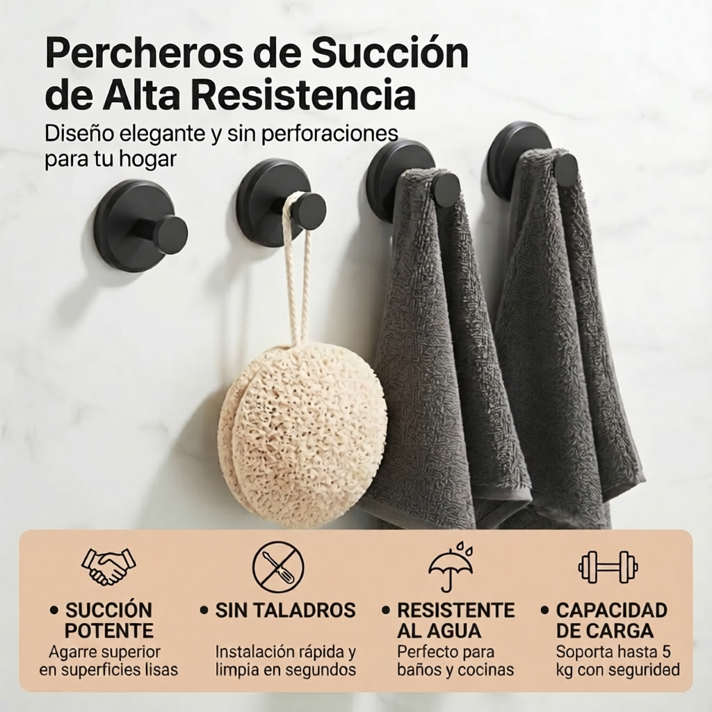 GANCHOS SUCCIÓN BAÑO x4